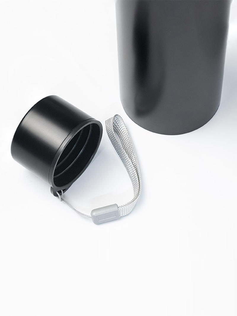 Steel Water Bottle Black Cap