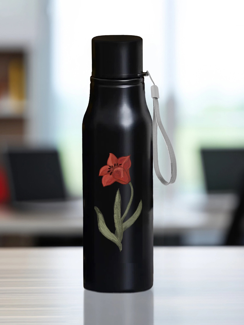 Steel Water Bottle Manjari Black